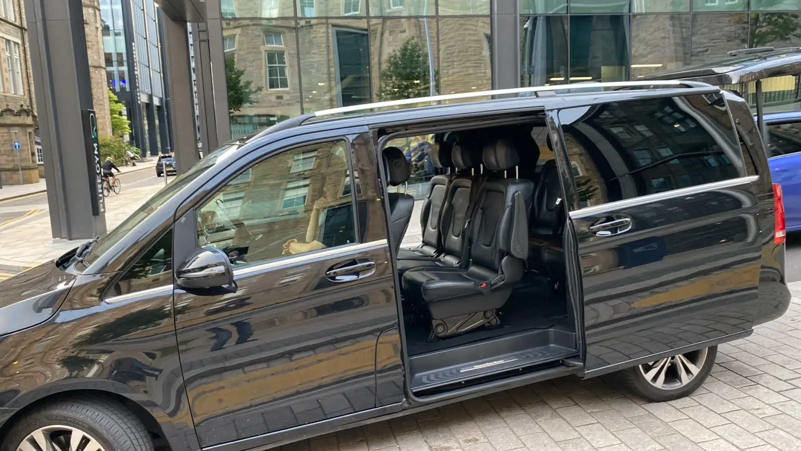 Mercedes V-Class sliding passenger door open in Edinburgh