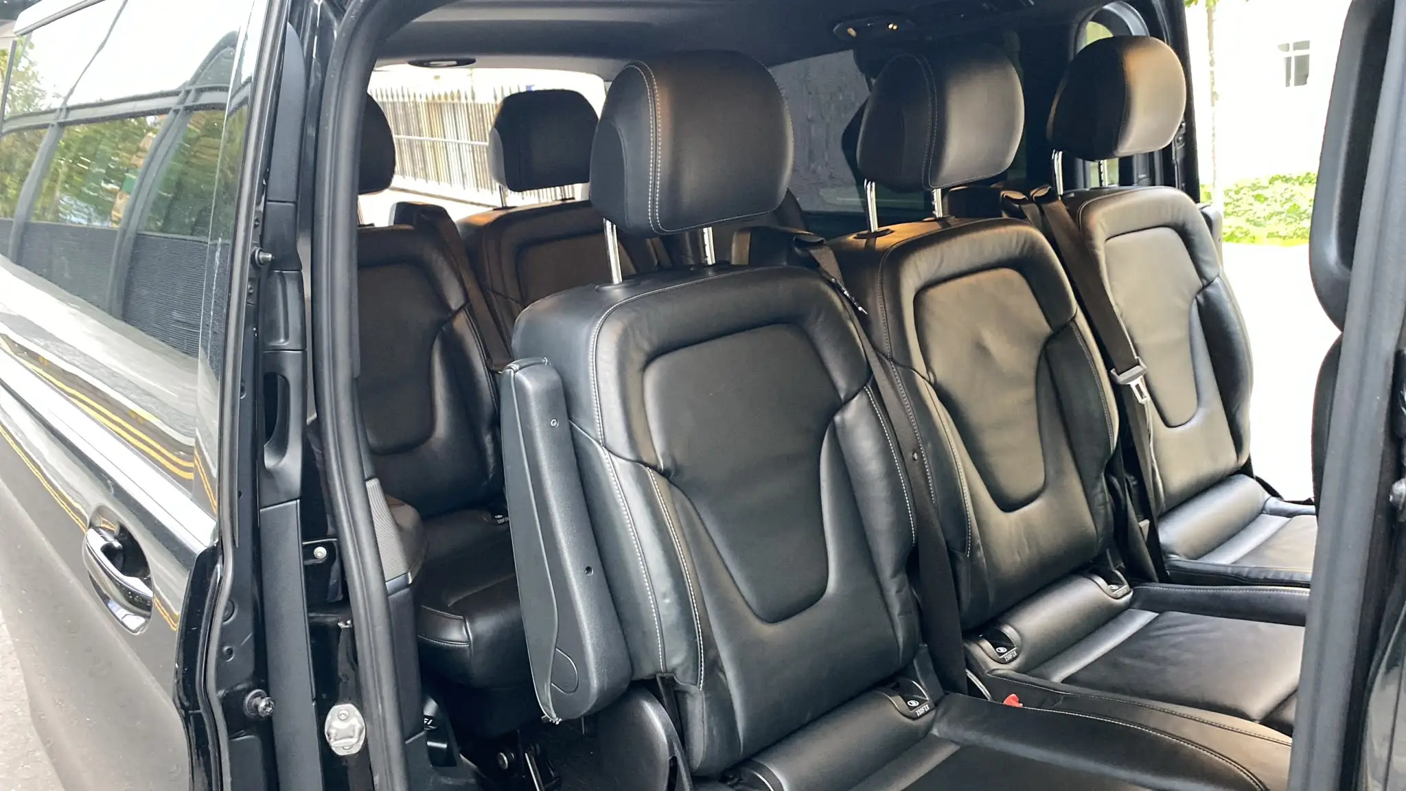Seven leather seats inside the Mercedes-Benz V-Class